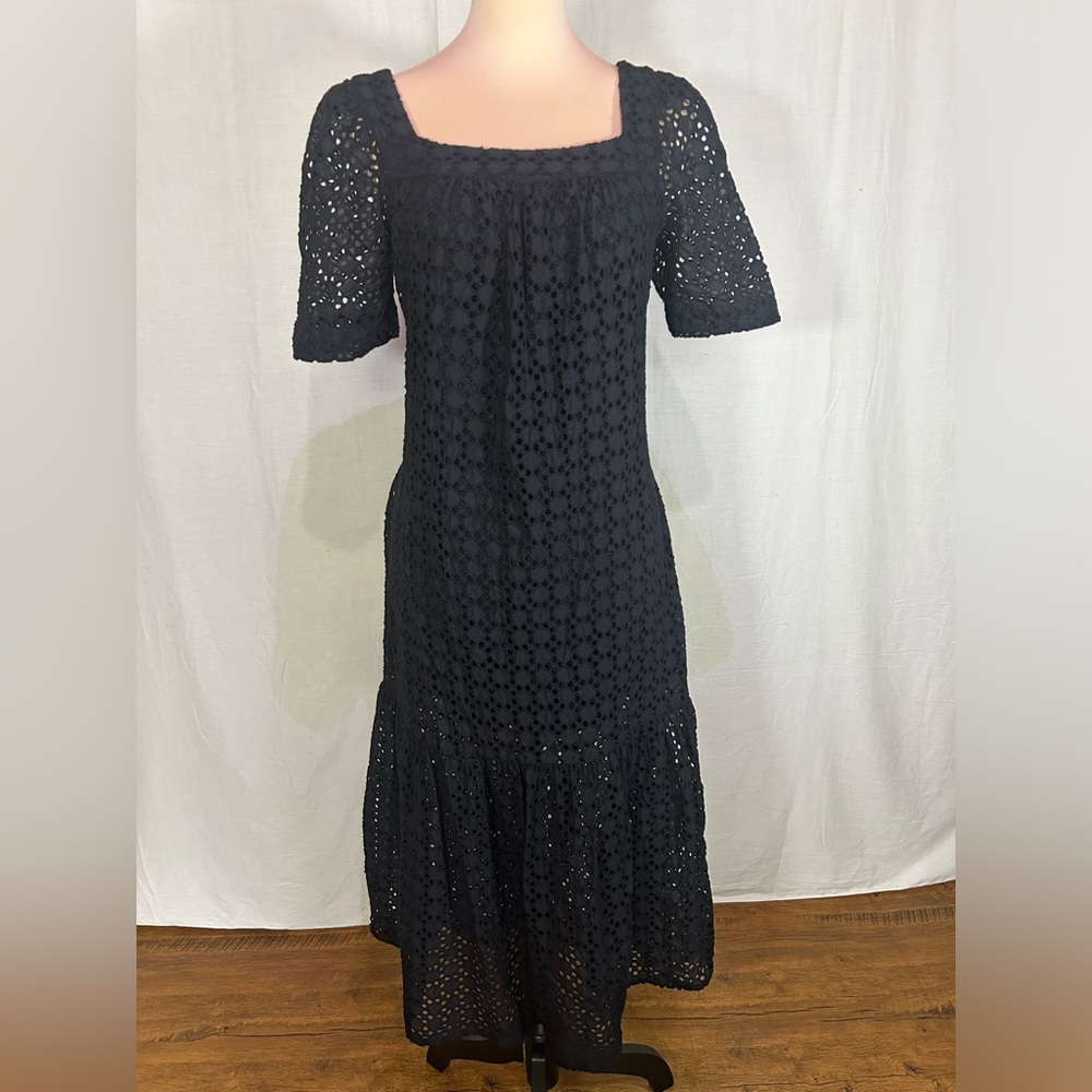 Anthropologie Maeve Josette Eyelet Black Midi Dress - Picture 5 of 16